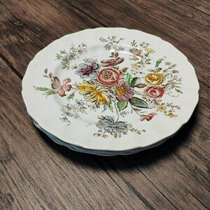 Johnson Brothers Sheraton Floral Dinner Plates 10" Made In England Set Of 3